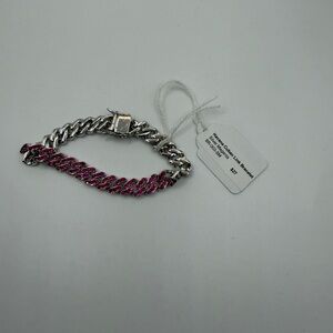 Silver and Pink Chain Bracelet